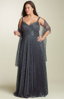 JS Collections Sequined Lace Gown (Plus)