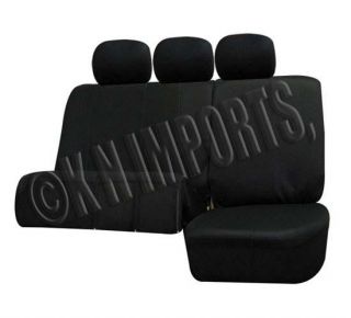 Semi Custom Car Seat Covers Leather Solid Black 11pcs for 2Rows w