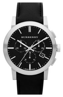 Burberry Check Stamped Round Chronograph Watch