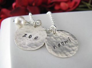 Sterling Silver Stamped Personalized 2 Charms Baby Kids Name Mom