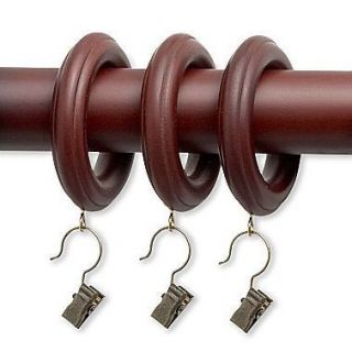 NEW Drapery Curtain Wood Clip Rings & Removable Clips ~ Cherry Finish