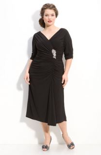 Alex Evenings Jeweled Ruched Jersey Dress (Plus)