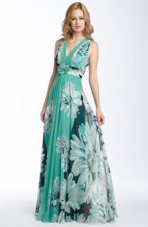 JS Collections Print Silk Chiffon Gown