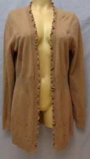 Cynthia Rowley 100 Cashmere Drape Open Front Cardigan Sweater Beige