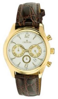 Mens Croton Chronograph Brown Leather Date Watch New