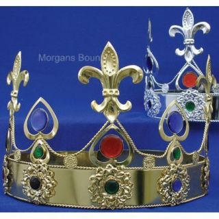 King Crown Gold or Silver Stones Medieval Fleur Renaissance Large