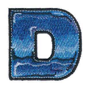Chrome Letter D Alphabet Embroidered Iron on Patch