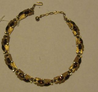 Trifari Vintage Crown Signed Topaz Rhinestone Necklace