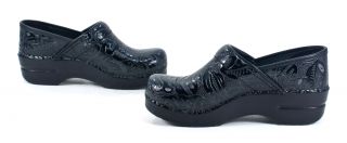 Dansko Professional Tooled Black Leather Clog Shoe 38 New
