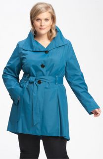 Steve Madden Belted Stand Collar Trench Coat (Plus)