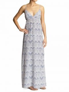 Cynthia Vincent Twelfth Street $196 Long Blue Print Silk Maxi Dress