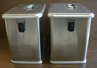 Darr aluminum pannier cases attach to Hepco & Becker rack carrier BMW