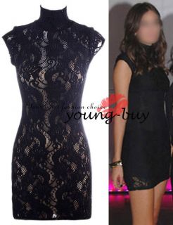 Black Lace Mini Tight Dress US Sz 4 6 8 10 12 14 W1424