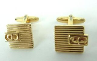  Christian Dior CD Gold Color Square Cufflinks Made in Germany