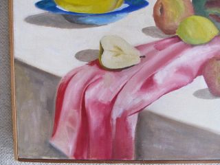 David Olsen Mid Century Oil Painting Estate Find Fruit Table Still