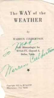  book page autographed by warren culbertson culbertson 1919 2008 was