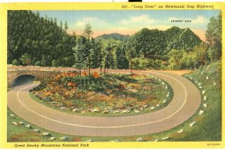1939 Linen Loop Over on Newfound Gap Highway Smokies