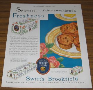 Vintage Ad Swifts Brookfield Dairy Products Butter Eggs Cheese