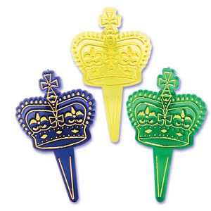 24 Mardi Gras Crowns Cupcake Toppers Picks Party Favors Supplies Food