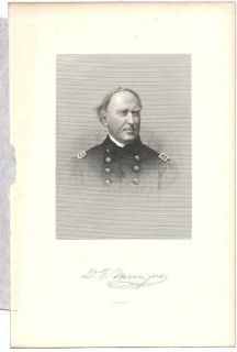 David Glasgow Farragut Civil War Navy Admiral Antique Engraving Print