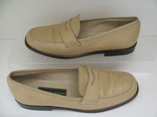 COLE HAAN made in Italy FABULOUS BEIGE LEATHER SLIP ON LOAFERS SZ 6 5B