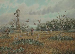   by Herb Booth Giclee Print Texas Quail Hunt w Dogs Free Art