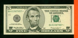 America USA 1999 Ba Star $ 5 World Paper Money Currency Bank Note UNC