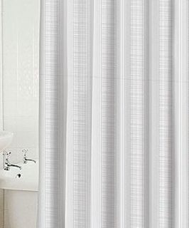 Waverly Linen Stripe Fabric Bathroom Shower Curtain Snow Off White