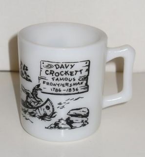 Vtg Davy Crockett Childs Mug or Cup by Hazel Atlas White Milk Glass w