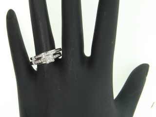 Ladies 10K White Gold 4 Stone Diamond Engagement Ring Wedding Band