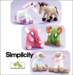 Stuffed Animals Unicorn Elephant Lamb Fleece Snuggables Simplicity