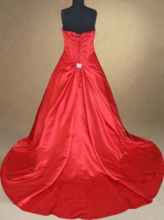 Red Wedding Dress Bridal Evening Prom Party Ball Gown
