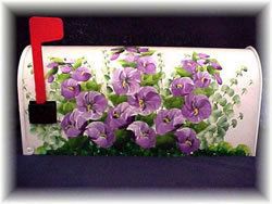 Purple Hollyhocks Custom Decorative Hand Painted Mailboxes Painted