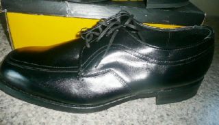  New Old 80s 90s Vtg Black Tie Oxford Shoes 10 3E XW w Box 548