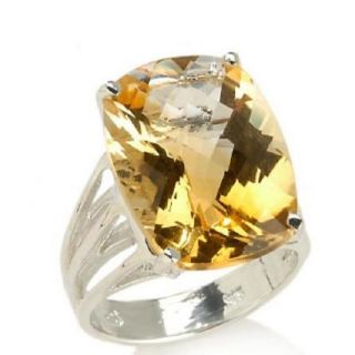   Checkerboard Cushion Cut Sterling Silver Citrine Solitaire Ring 8 90