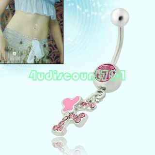  INITIAL LETTER DANGLING PENDANT BARBELL NAVEL BUTTON BELLY RING BAR
