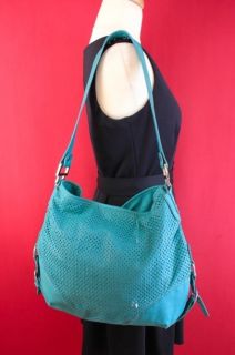 Dana Buchman Turquoise Blue Cut Out Print Shoulder Bag Faux Leather