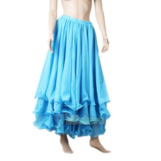  Chiffon Dancing Costume Three Layers Skirt Cake Dress Dancewear Blue