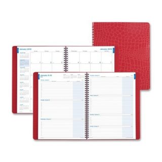 Day Timer Faux Croc Leather Wkly Monthly Planners 2PPW 7 1 4x9 Red