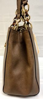 Michael Kors MD Satchel Cynthia Dark Dune Leather Handbag MSRP $328 00