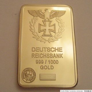 Iron Cross Goldbar 24K 999 9 Gold Reichsbank Eisernes Kreuz Imitat