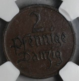 offered is a high quality danzig 2 pfennig minted in 1923 certified by