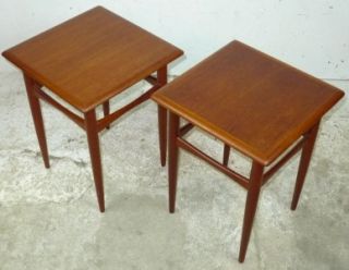 modern danish design two small teak tables eames era