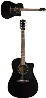Fender CD60CE Acoustic Electric Black Guitar and Case