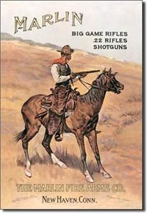 238 Metal Tin Sign Marlin Cowboy on Horse Made in The USA 11 x 16 Dav