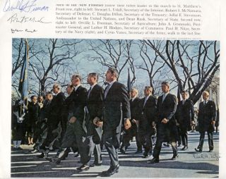 JFK Funeral Men of The New Frontier 4 Autographs