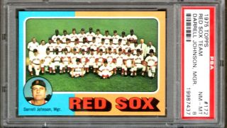 1975 Topps # Red Sox Team NM MT PSA 8 Darrell, Johnson , MGR.