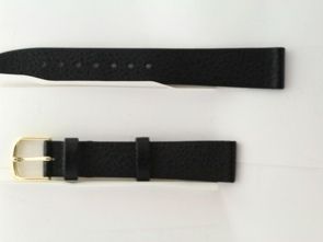 Hirsch Dakota 16mm Black Leather Watch Strap Band Flat