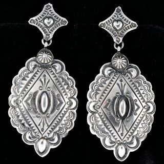 Darryl Becenti Earrings Sterling Silver Native American Old Pawn Style