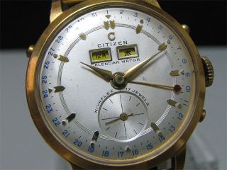  Mechanical Watch Citizen Triple Calendar Japan RARE Watch